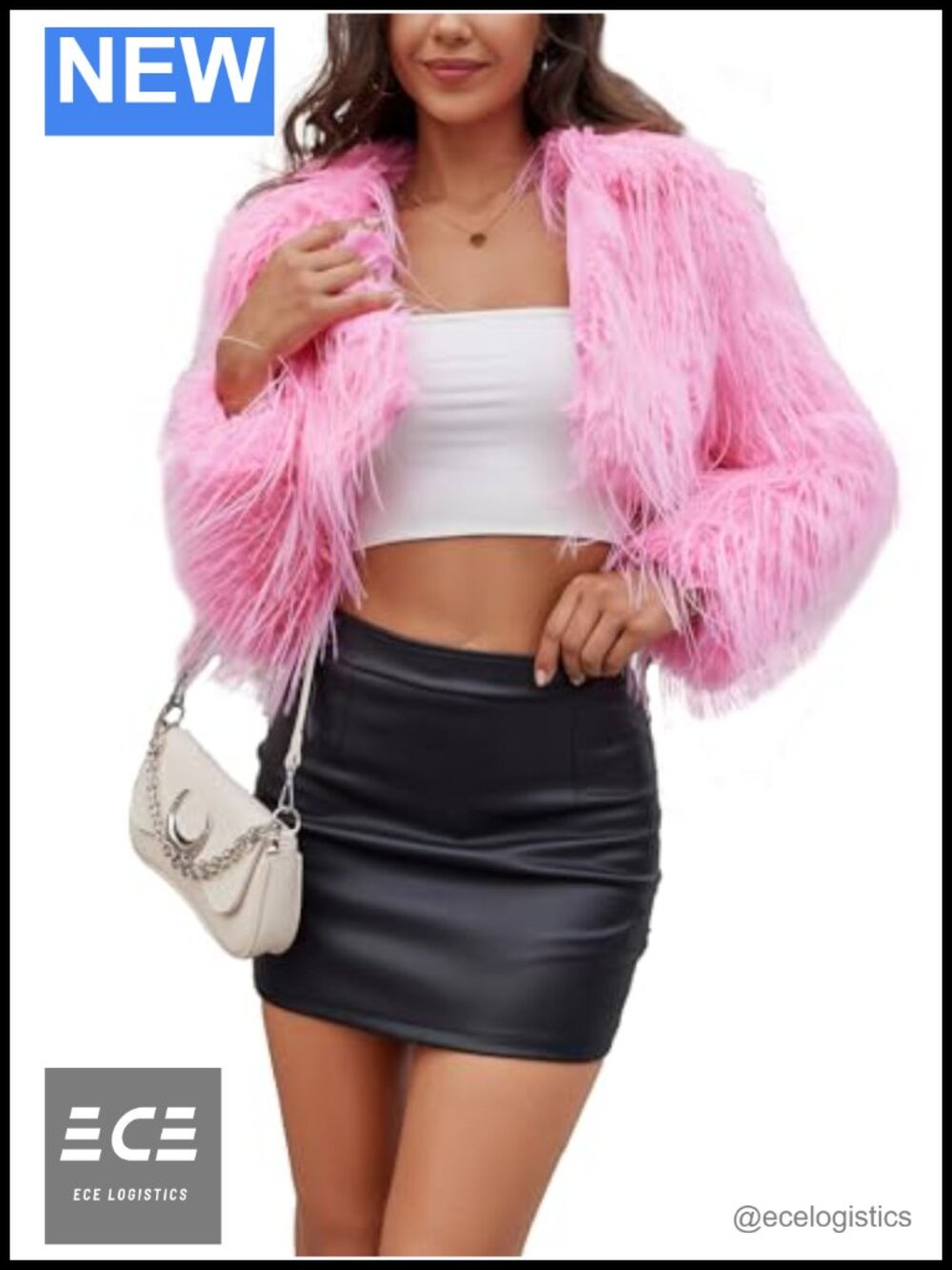 Faux Fur Cropped Jacket Fluffy Shaggy Short Coat Womens
